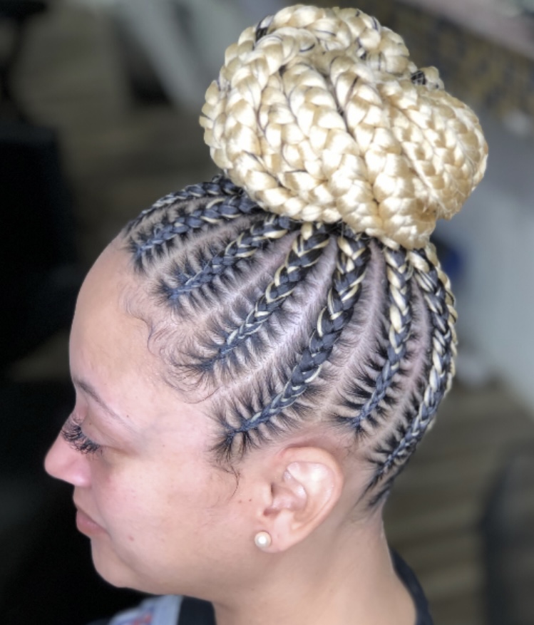 Medium stitch Ponytail (bun) at HouseoflocsandBraidsTX in Mansfield, TX