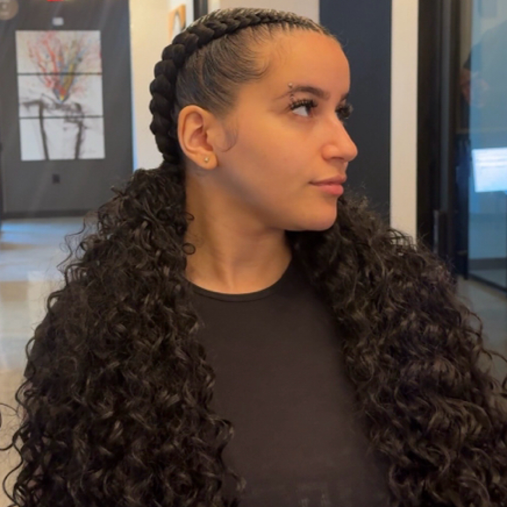 Two Braids W/ Curly Bundles at HairByJanaySamone in Atlanta, GA