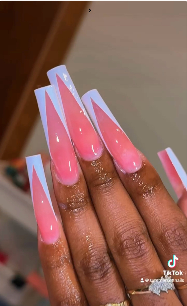 Long French Tip Full Set at The Pink Nail and Spa in Lynchburg, VA