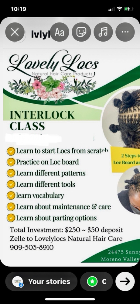 Interlocking Class at Lovelylocs Natural Hair Care in MORENO VALLEY, CA