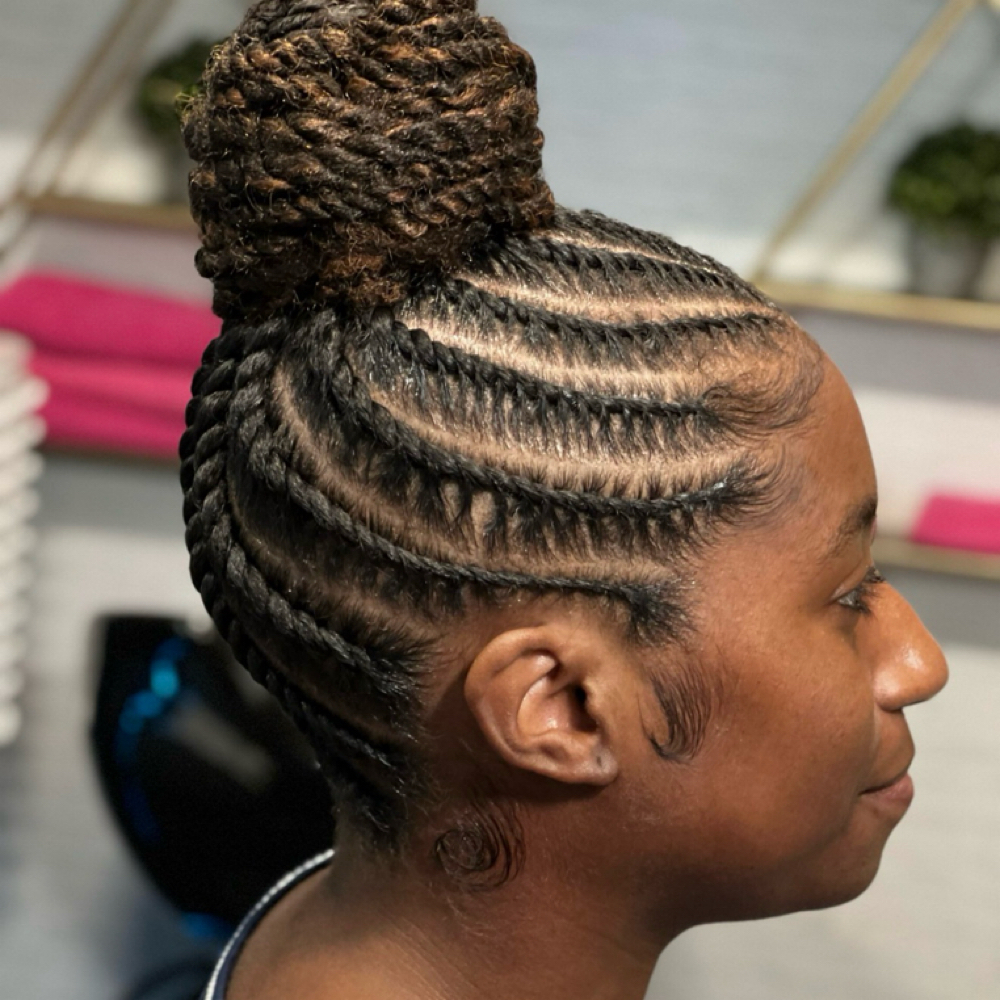 Flat Twist Ponytail w/Faux Bun at Hair By Alexicia LLC in Brandywine, MD