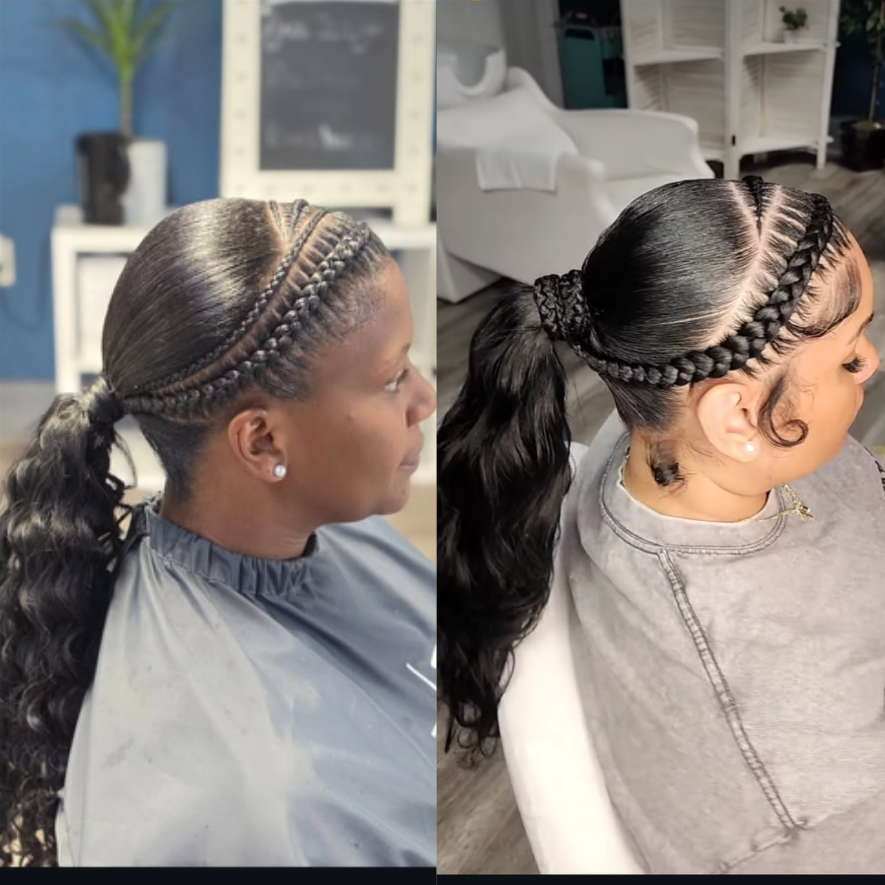 Quick Weave Ponytail 2 Braid Design at The Braid Lounge in Burlington, NC
