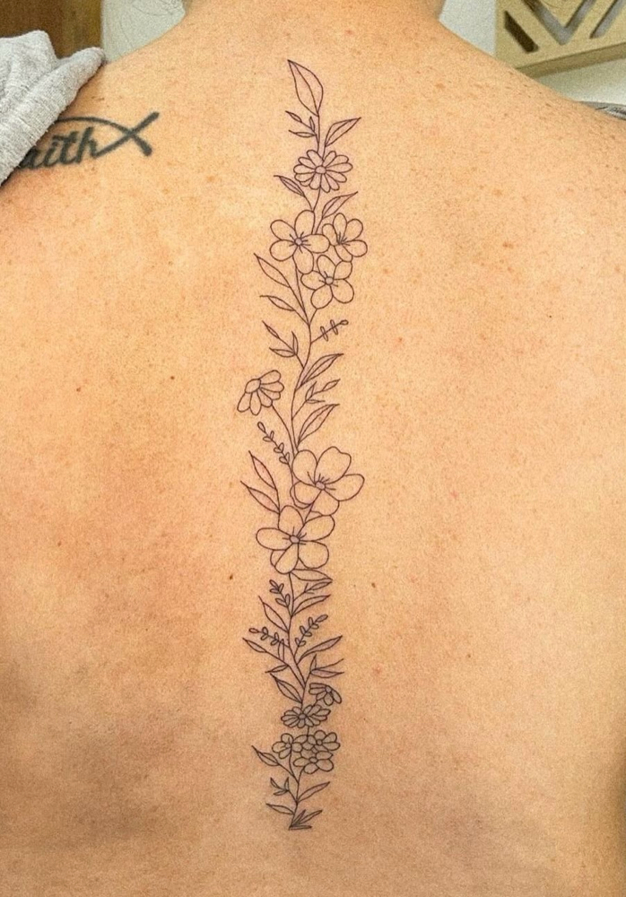 Floral/Vine Spine Tattoo