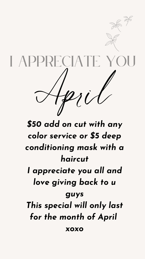 “April special” add on haircut