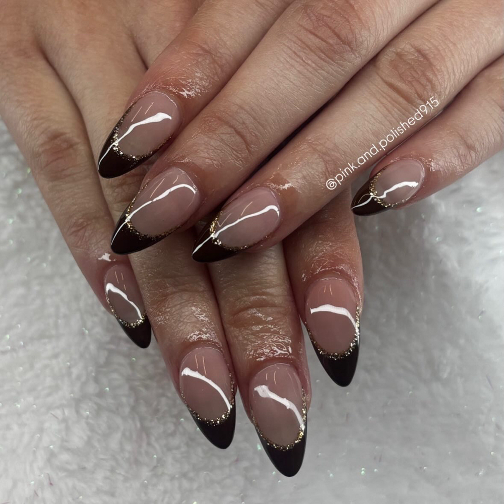 Add on deep french at Pink & polished Nail Studio in El Paso, TX