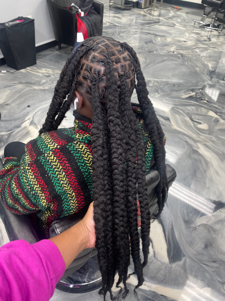 Knotless Over Locs (hair added)