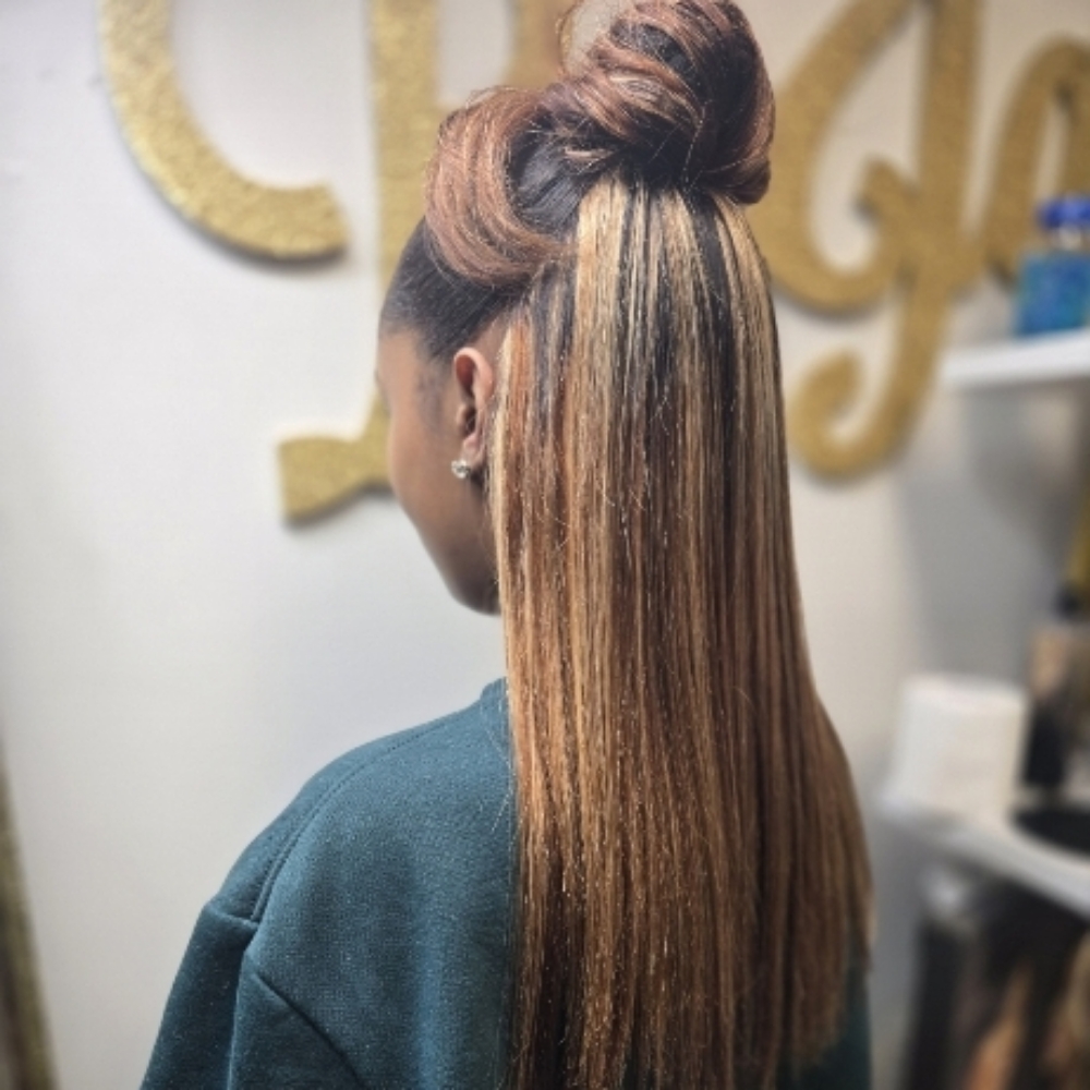 Half-Up Half-Down Quick Weave at BeJazzed Hair in Baton Rouge, LA