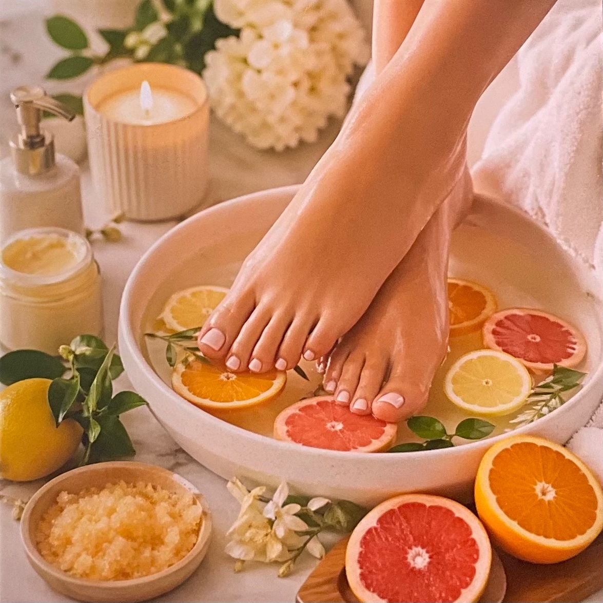 Citrus 🍊 Pedicure at Rae Nails in Stuart, FL