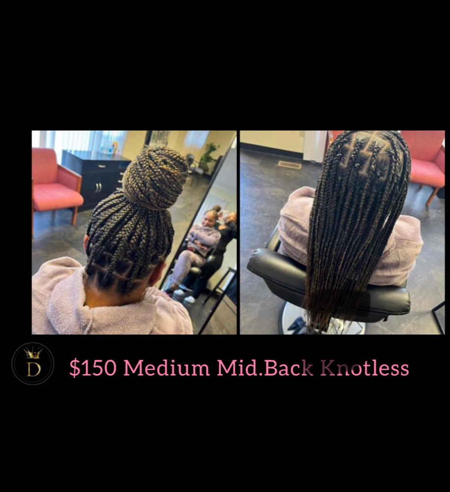 Med. Knotless Box Braids Mid back