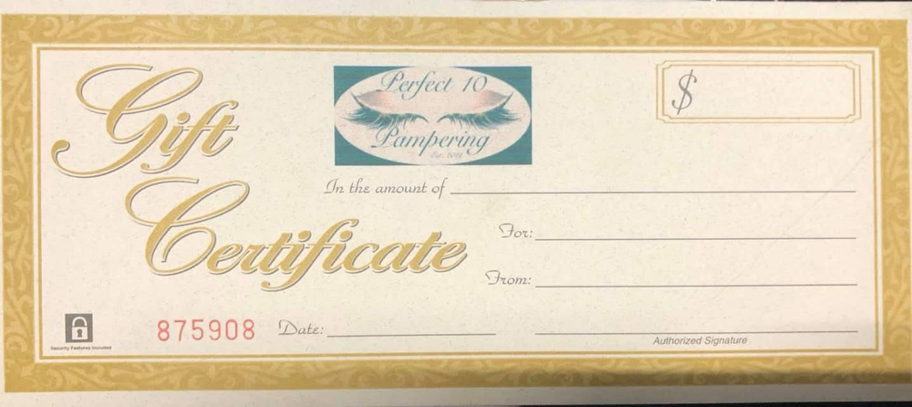 Gift Certificate at Perfect 10 Pampering in Clovis, NM