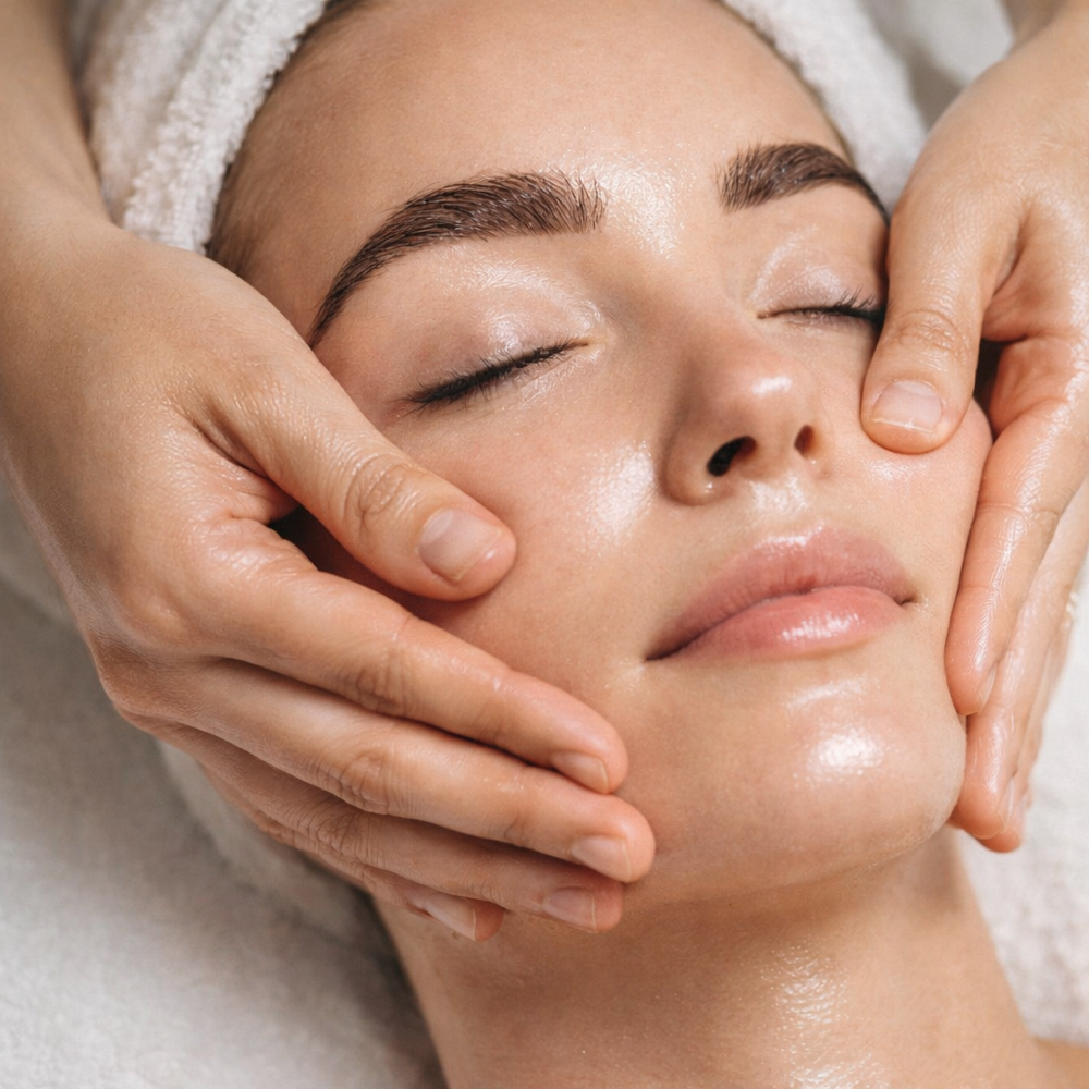 Lymphatic face massage at Moonglow Skin Studio in San Jose, CA