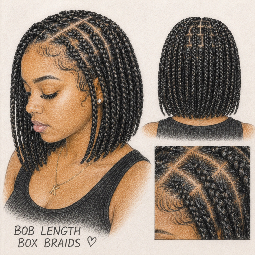 Bob Length Box Braids at KayBraids