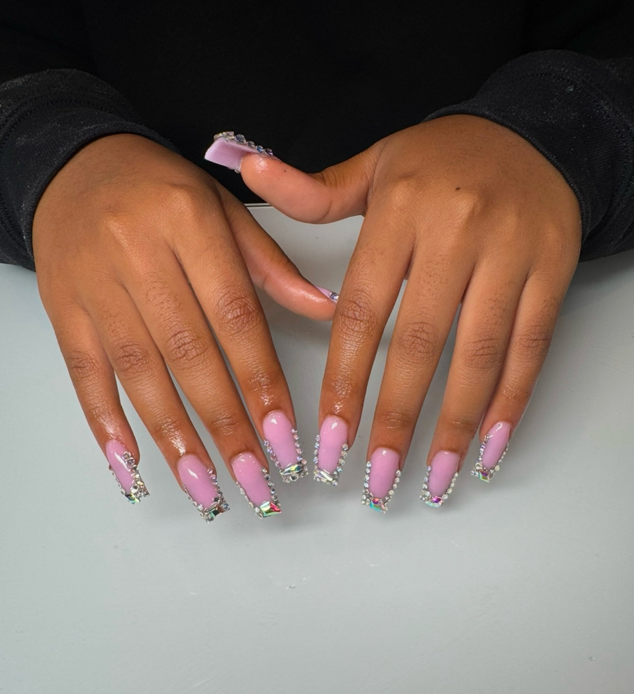 Rhinestone/ Gemstone French Tips