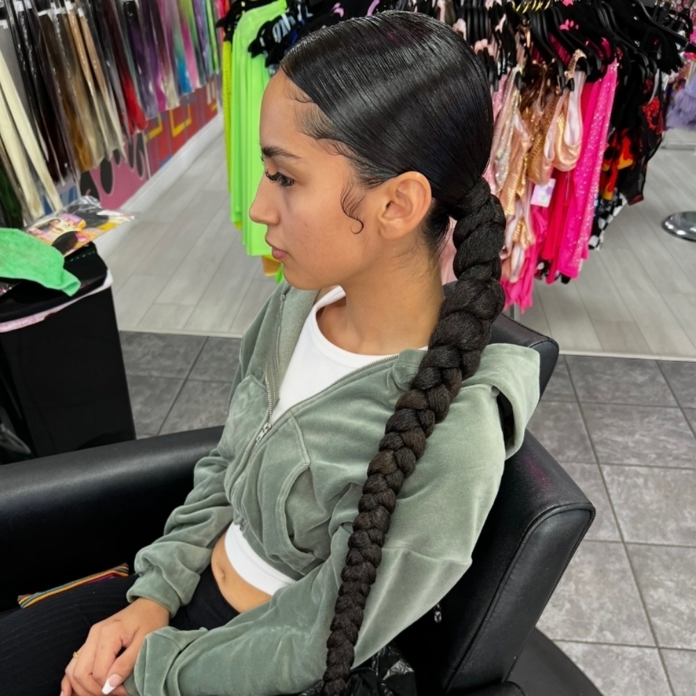 Medium/ Low Ponytail Braid at JayBug Braids & Styling in Pomona, CA