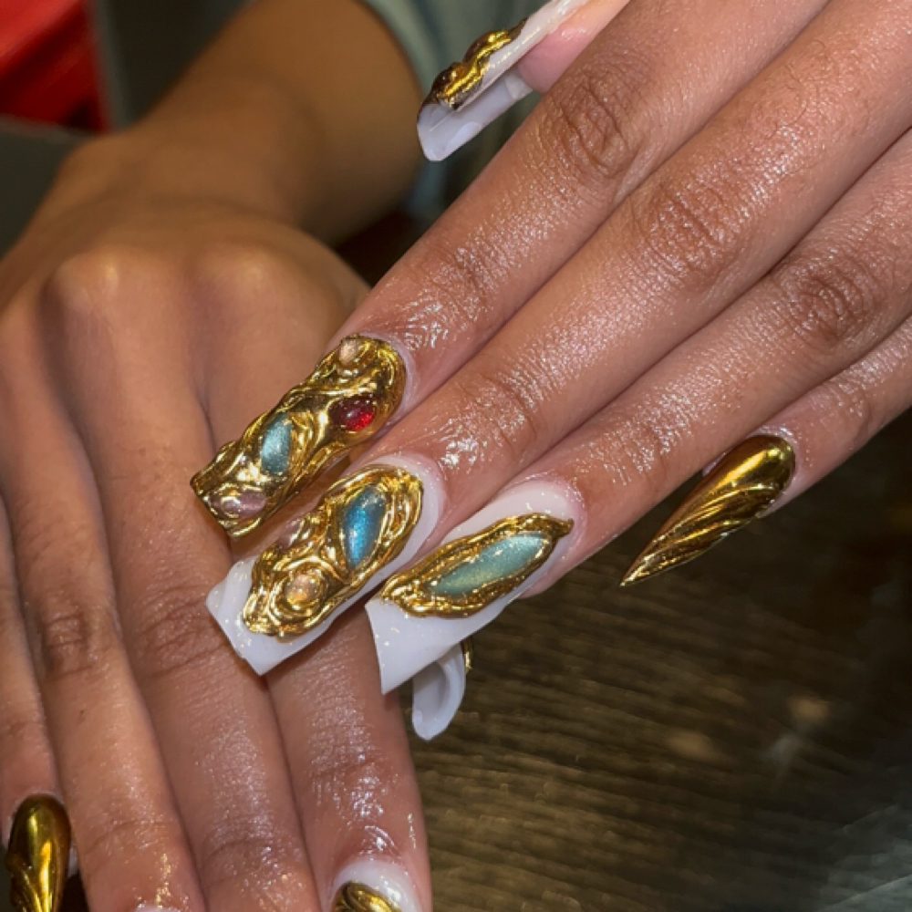Chrome Added To Nails Per Nail at Lady Tea DFW Hair Clinic in Arlington, TX