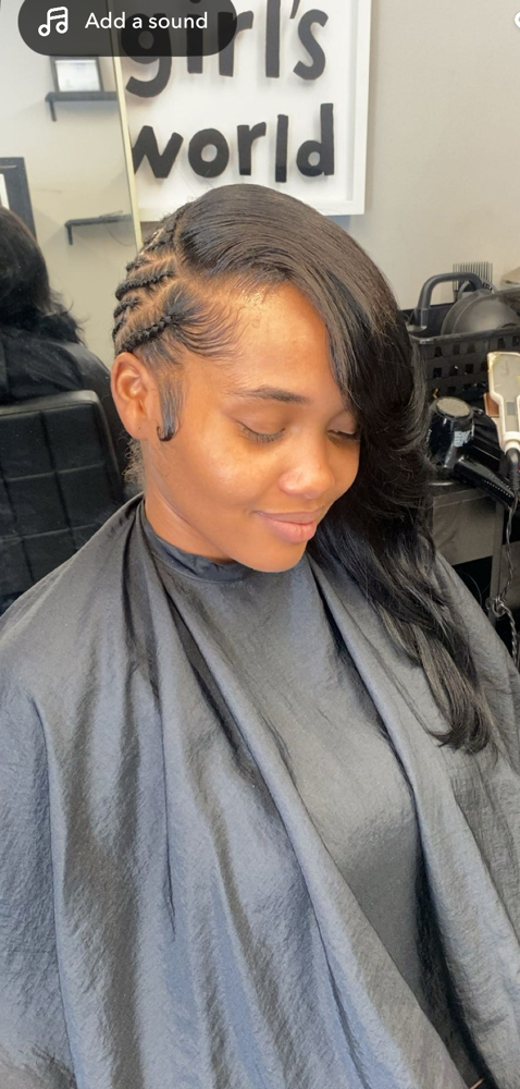 Braided Side/Mid, Halfup/down QW at ROYALTY’KE HAIR AND BEAUTY COLLECTIONS in Memphis, TN