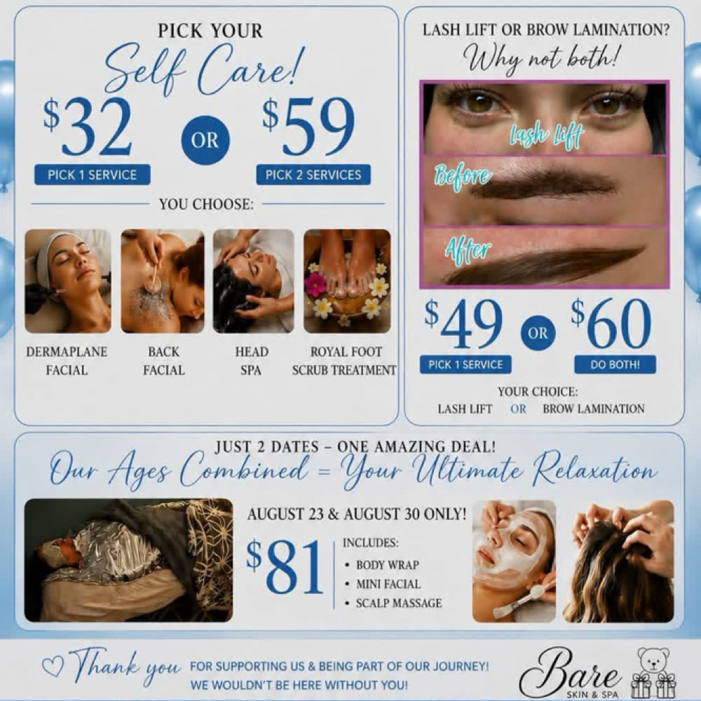 Birthday Special 1 Service at Bare Skin & Spa in Jonesville, VA