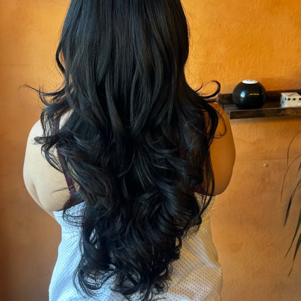 Roller Set For XLong Hair at The Blowdry Lounge in San Diego, CA