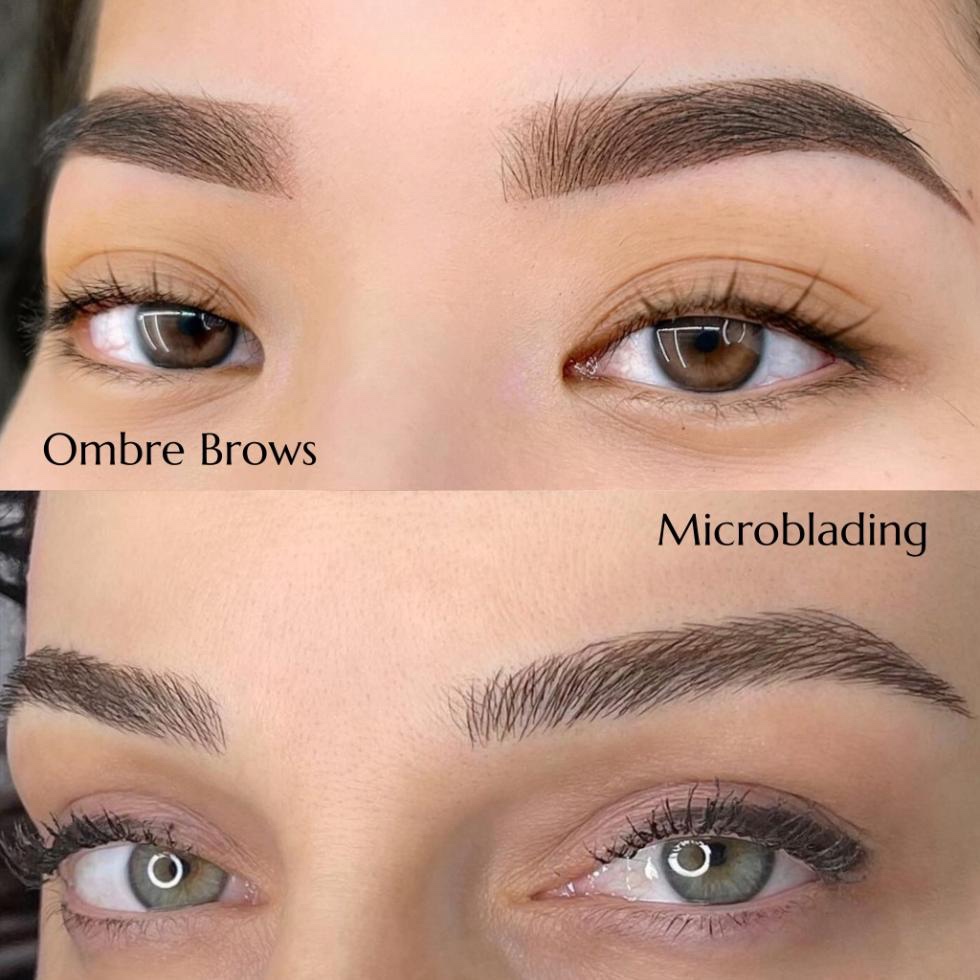 Ombre powder brows at Aura Aesthetics in Houston, TX
