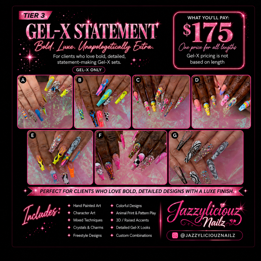 💎 Gel-X Statement | Tier 3 at Jazzyliciouz Nailz in Baltimore, MD