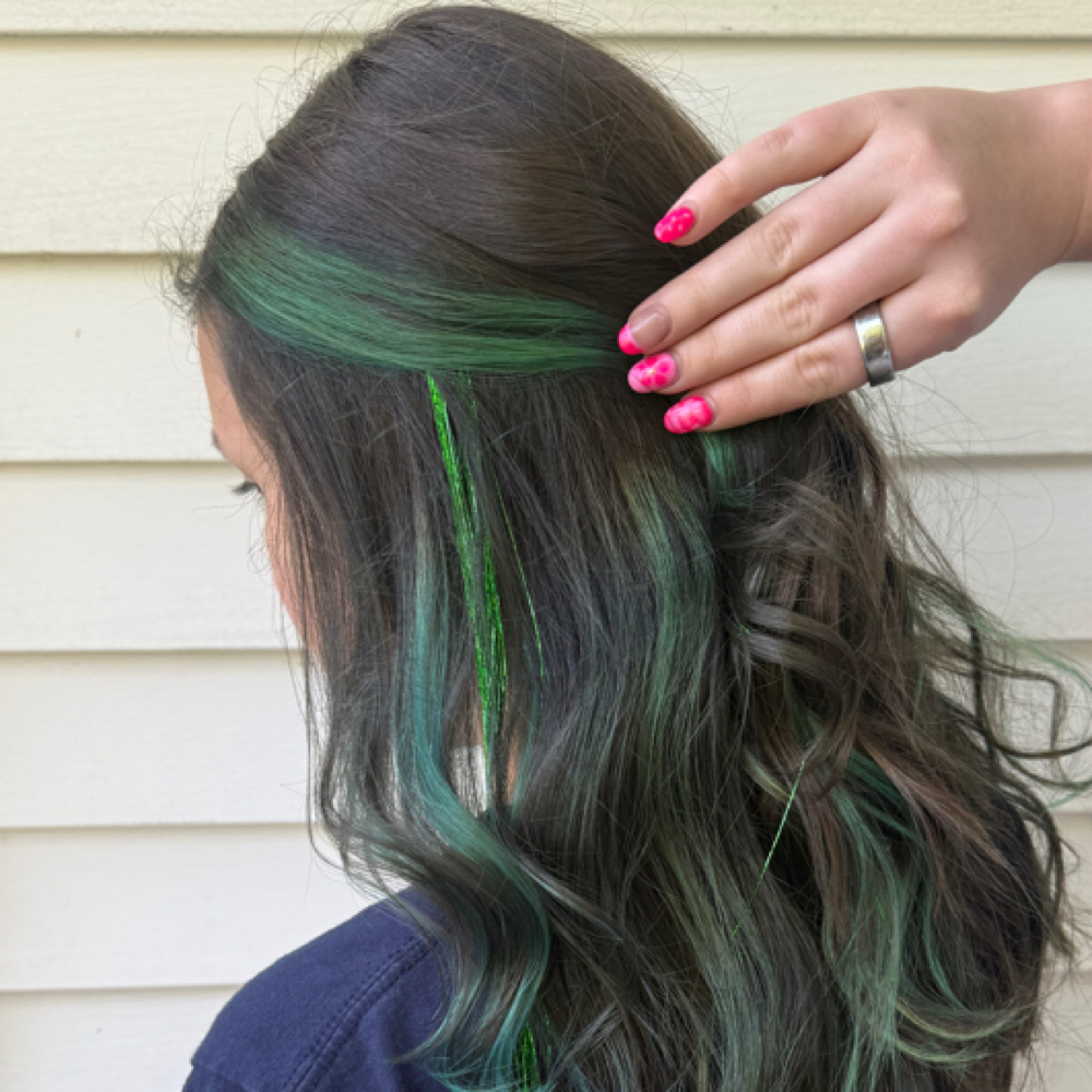 Hair Tinsel at Shelby Armstrong at Warlow Beauty & Co. in Champaign, IL