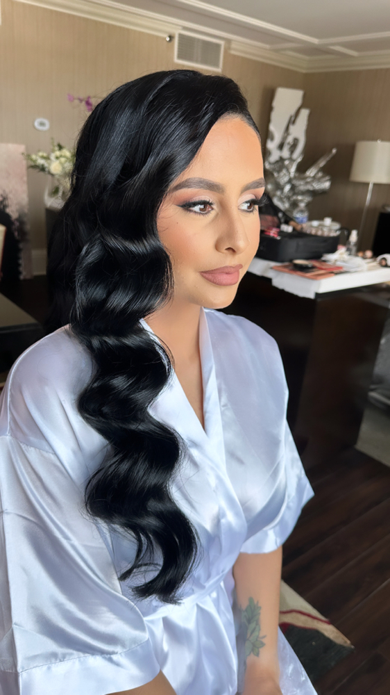 Bridal Hollywood Waves at Annie’s Vanity Bridal Beauty in Cumberland, RI