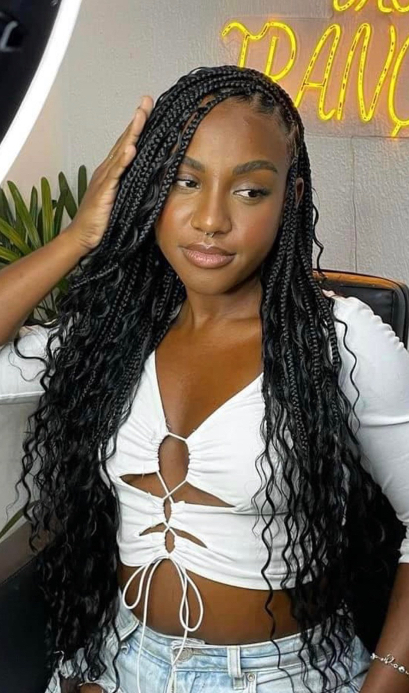 Boho Knotless/Human Hair(Mid Back