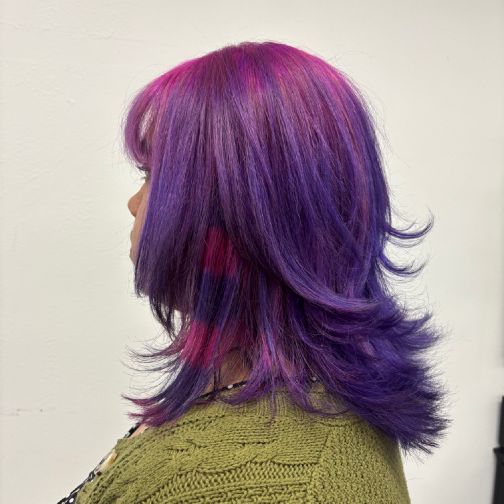 root touch up + vivid refresh at Ladybug Cuts in Mission Hills, CA