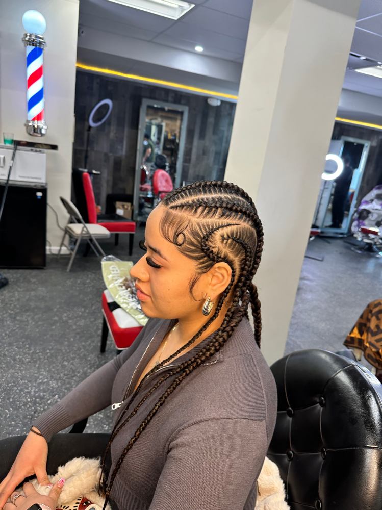 6 feed-in cornrows