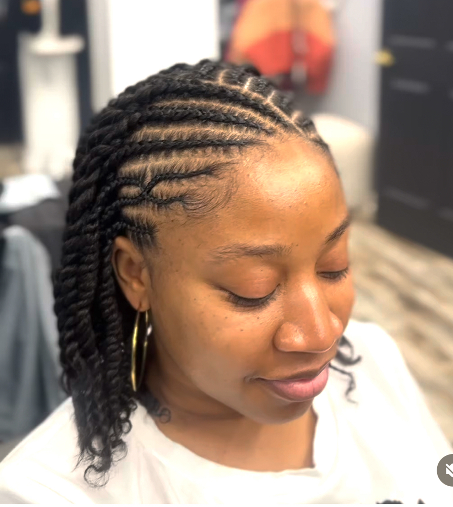 1/2 Cornrows 1/2 Natural Texture