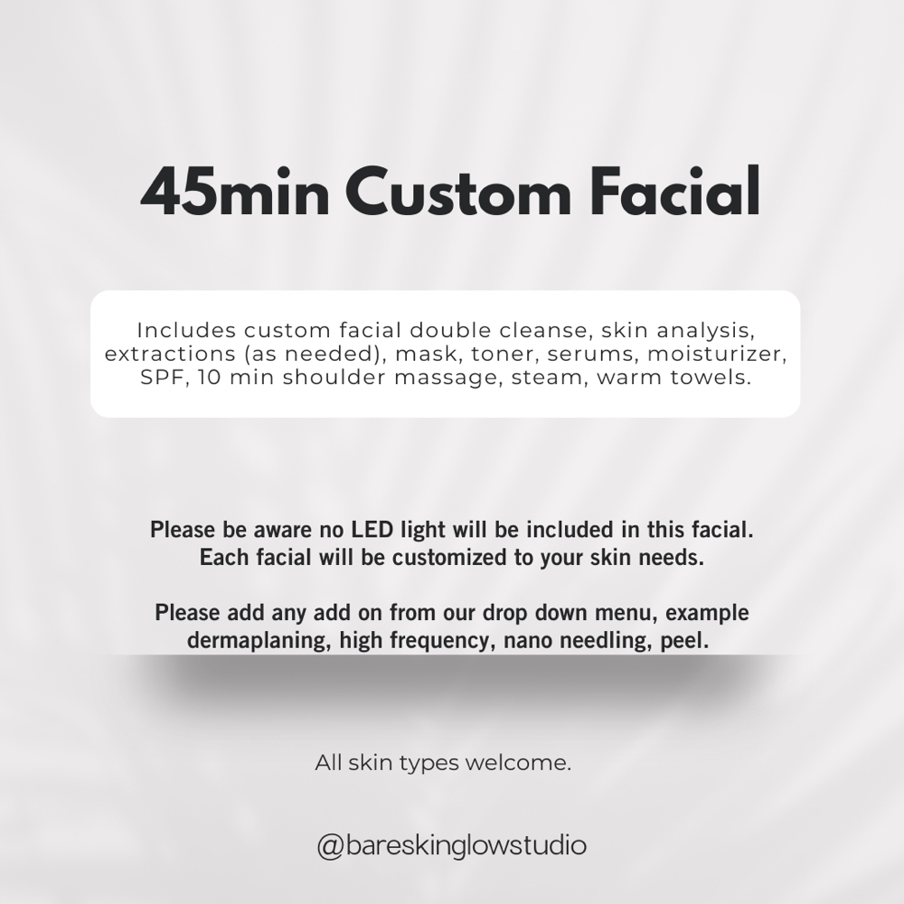 45min Custom Facial at Bare Skin Glow Studio in Vacaville, CA