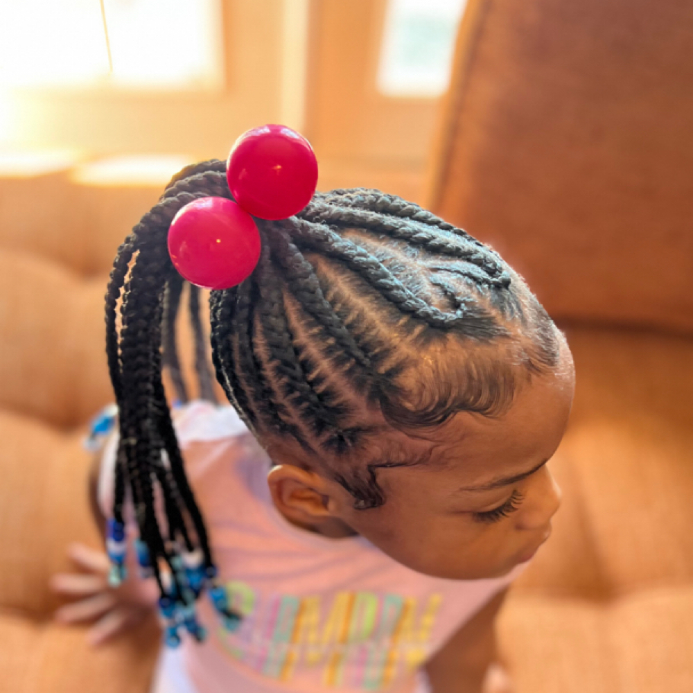 Kid Stitch Braid Ponytail W/heart