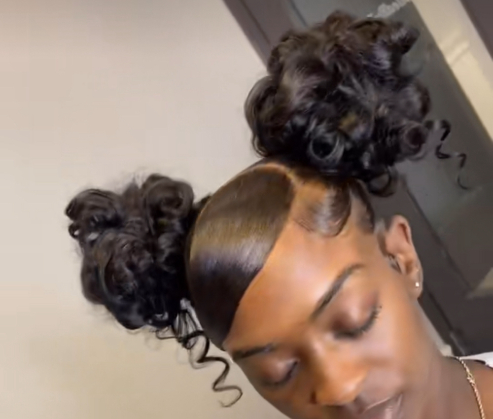 SIDE SWOOP 2 CURLY BUNS