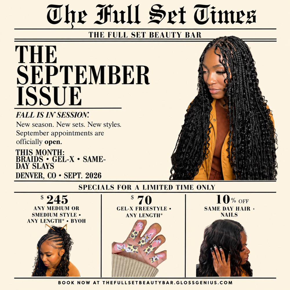 September Deals (Read Description) at The Full Set Beauty Bar in Denver, CO