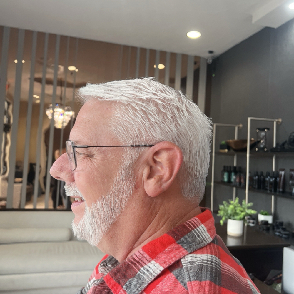 Senior Citizens Cut/w Beard Trimed at HIS Palace Men's Grooming in Blaine, MN