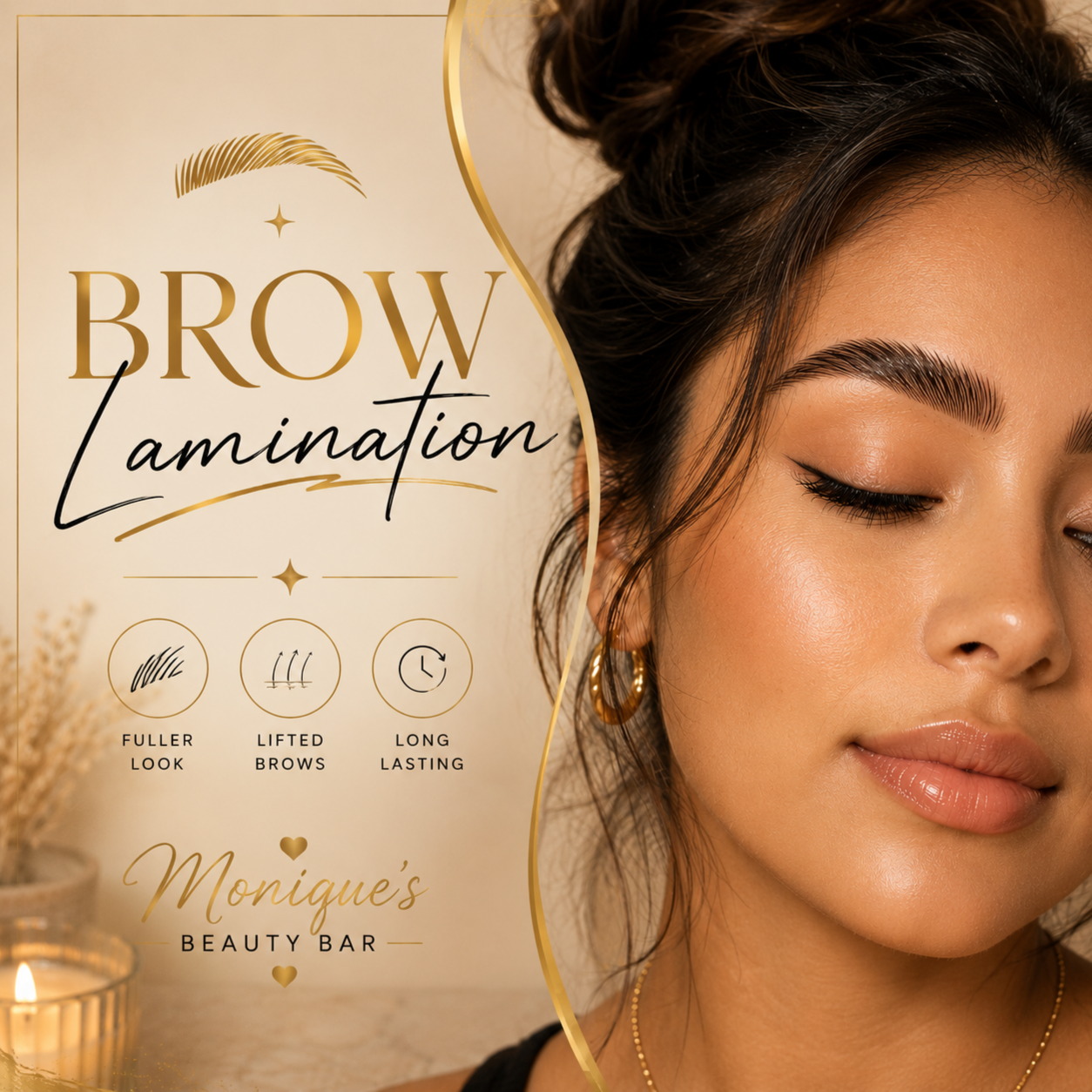 Brow Lamination at Monique's Beauty Bar in Charlotte, NC