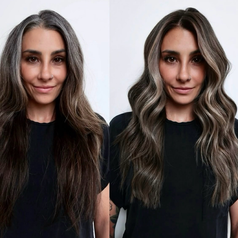 Grey Blending at Green Rooted Vibe by Gina Waytula in Wheaton, IL