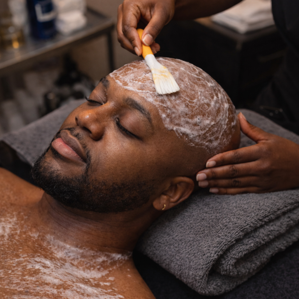 The Clean Cut(Bald head treatment) at The Facialholic Bar in Houston, TX