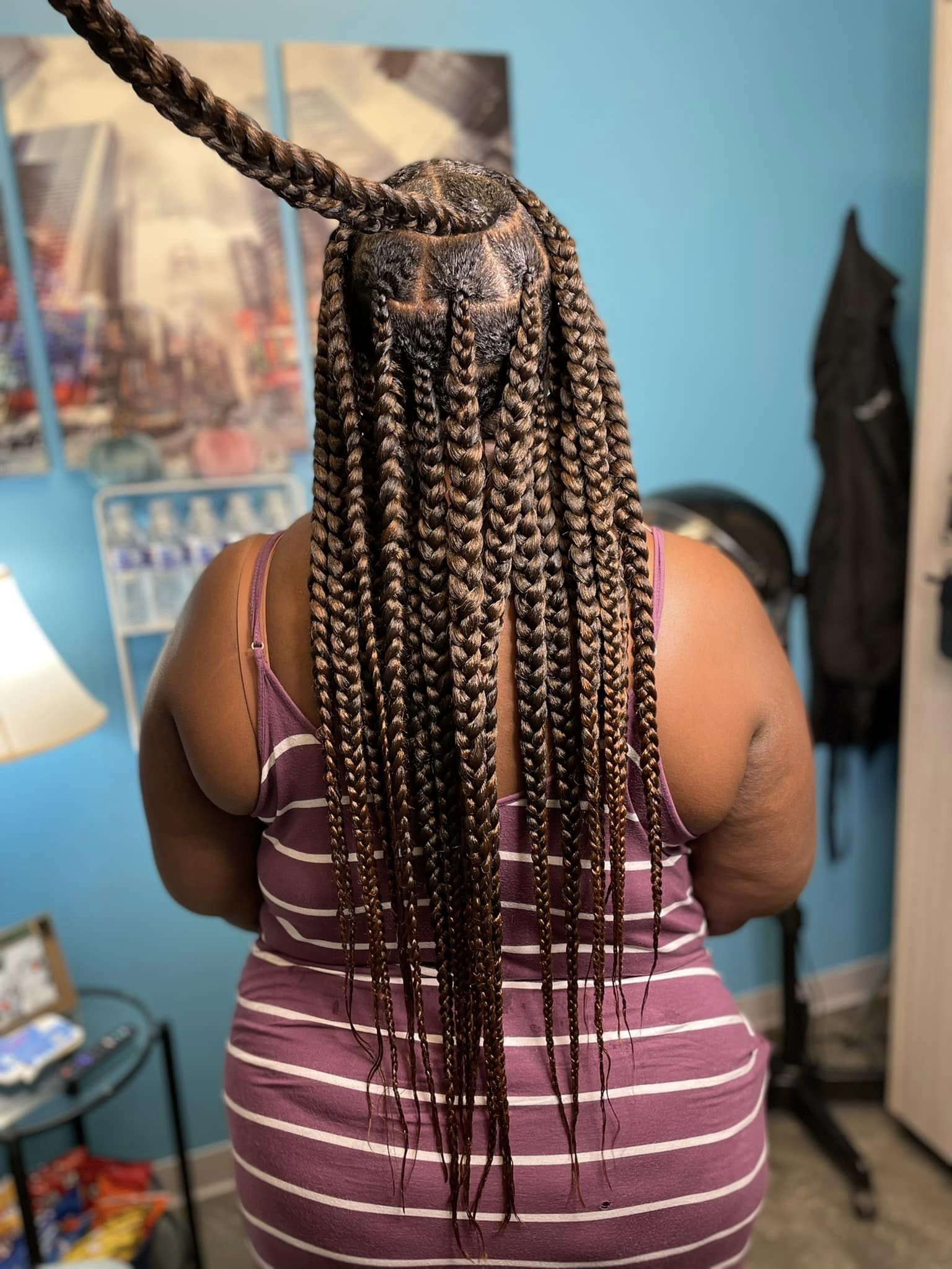 Large Knot-Less Box Braids