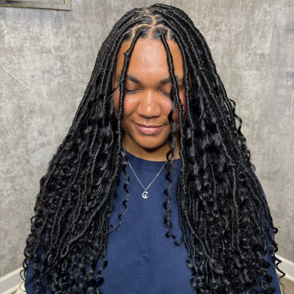 Human Blend Boho Locs Black Color at LUVAS CREATIONS 🖤 in Tampa, FL