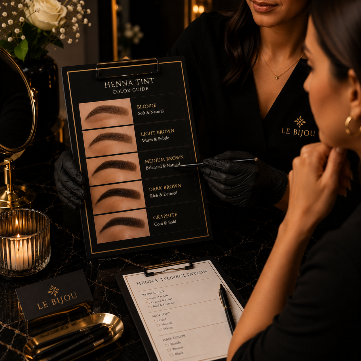 Brows - Henna Tint Consultation at Le Bijou Nails and Spa Salon in Houston, TX