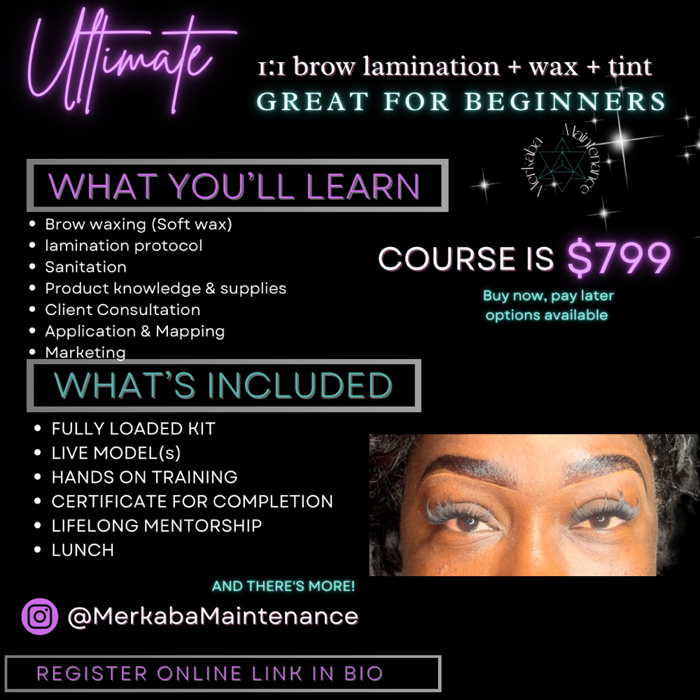 1:1 Lamination + Wax + tint at Merkaba Maintenance in Orange Park, FL