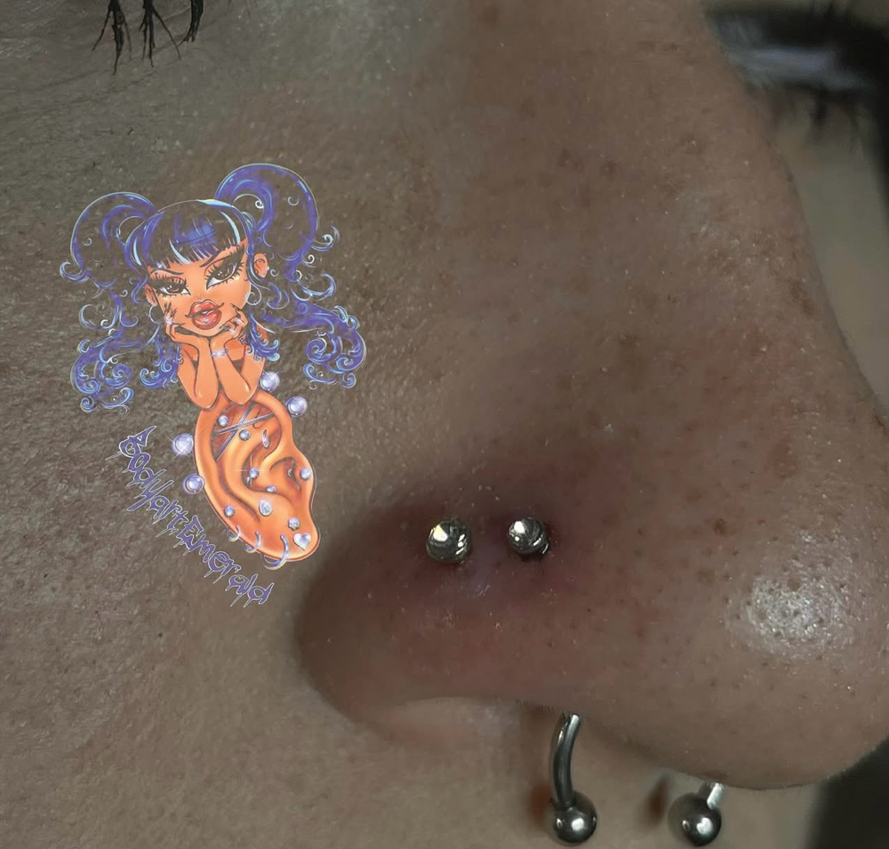 Nose (double) at Bodyart By Emerald Esme 🖤🕷️ in El Centro, CA