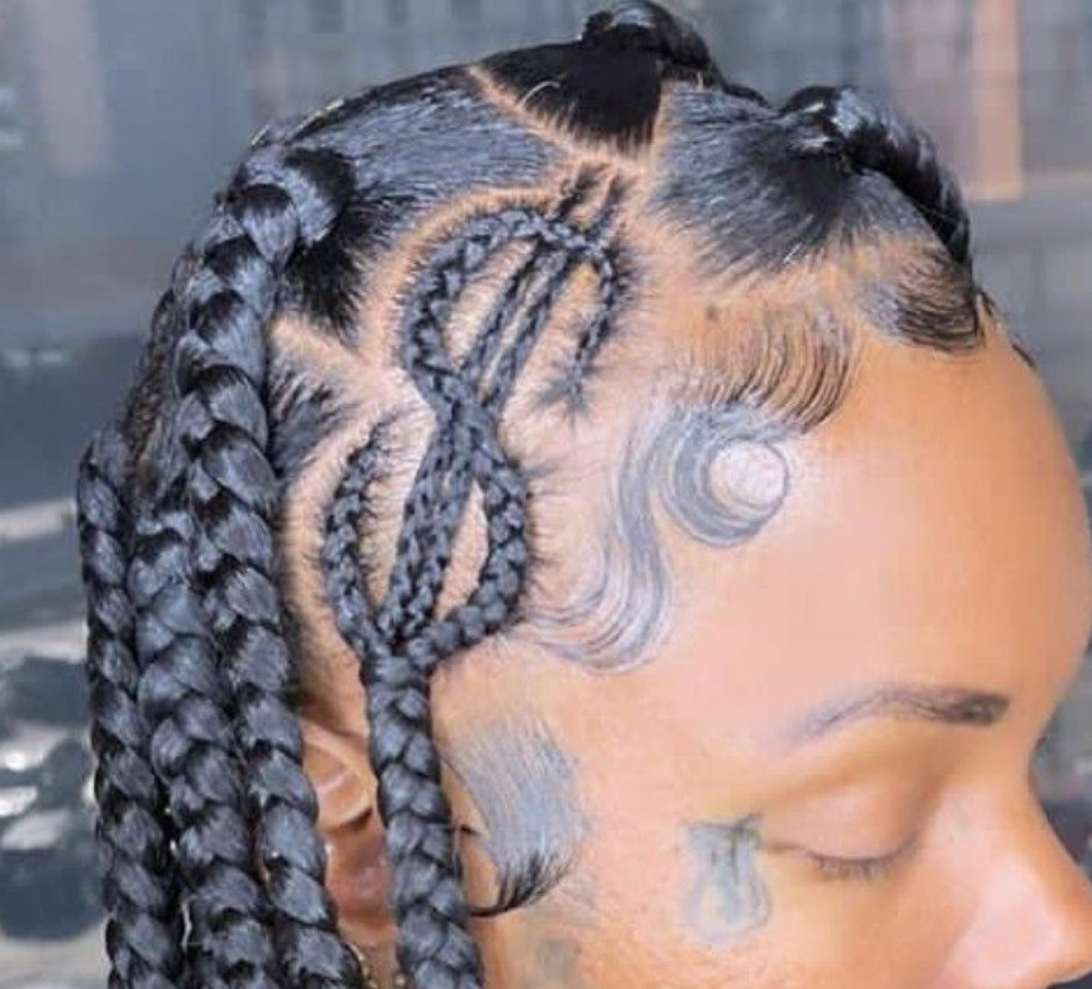 MONEY SIGN 4 ROW KNOTLESS BRAIDS