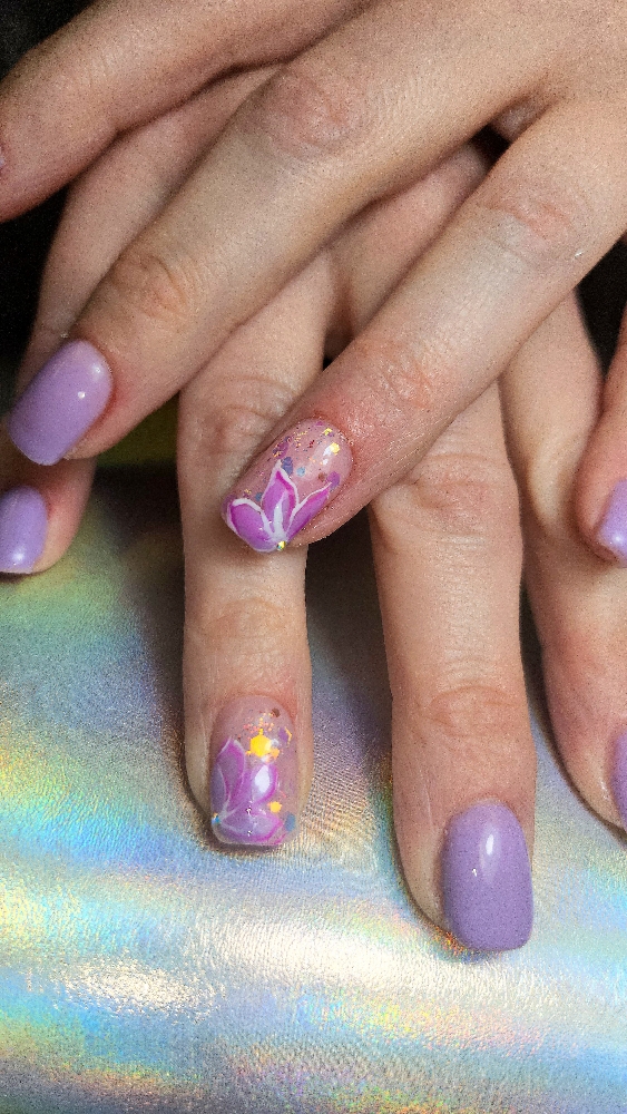 Acrylic Fill With Accent Nail Art