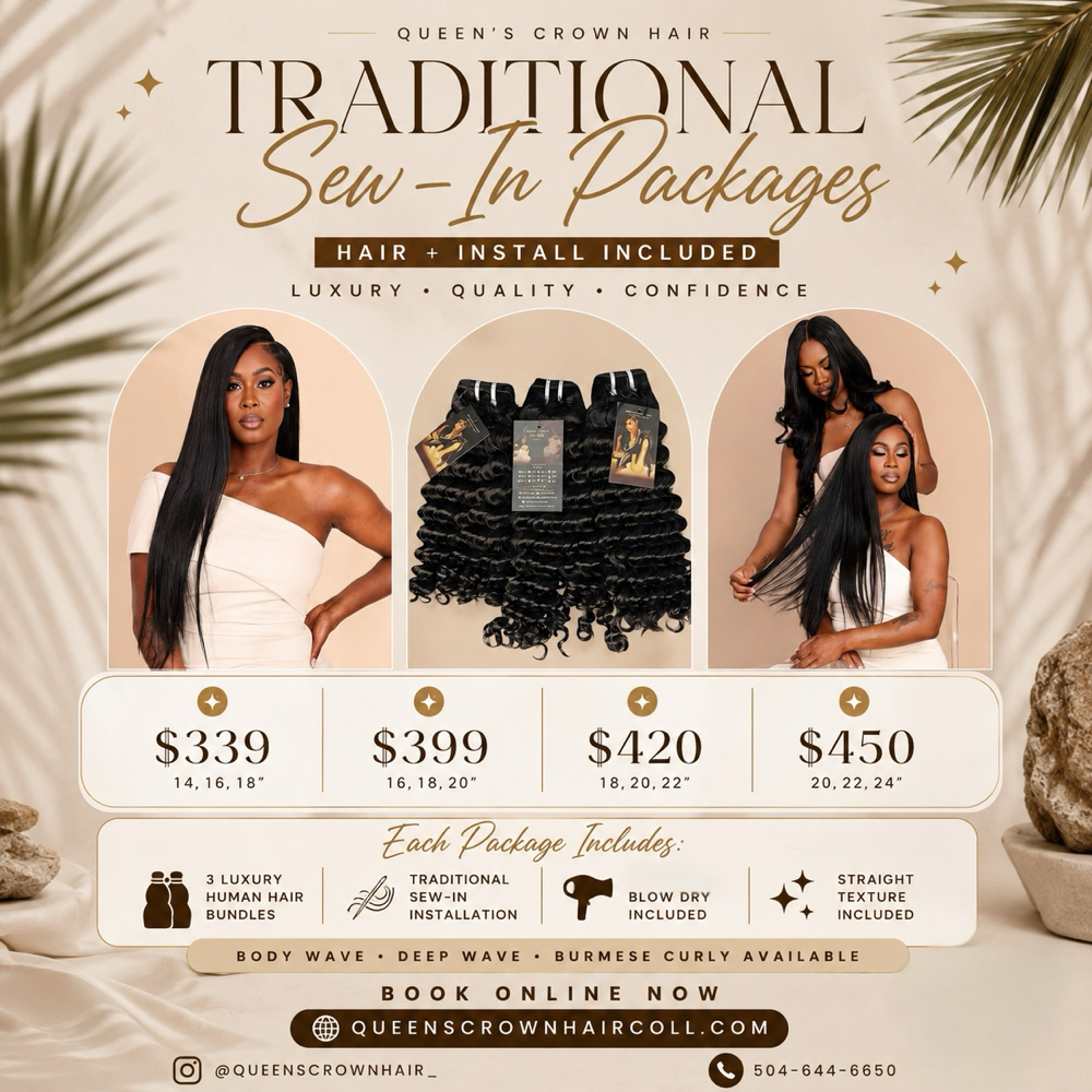 Bundles Sew In 18,20,22” Straight at Queen’s Crown Hair in New Orleans, LA