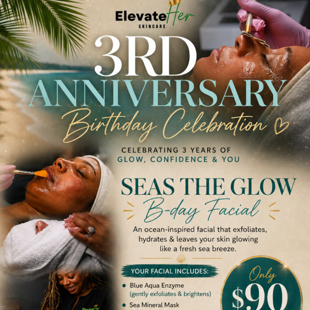 Seas The Glow Birthday Facial at ElevateHER Beauty Bar & Spa in Wilmington, NC