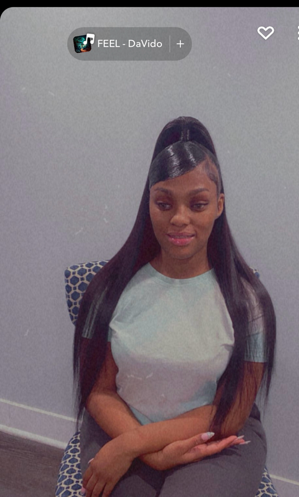 Half Up Half Down Glue Inn at Le’Nahja Monee’ extensions llc in Dolton, IL