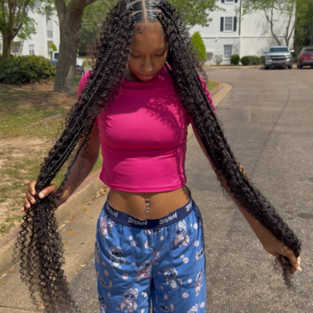 Large Bohemian Knotless Human Hair at TewCuteBraiding in Mobile, AL