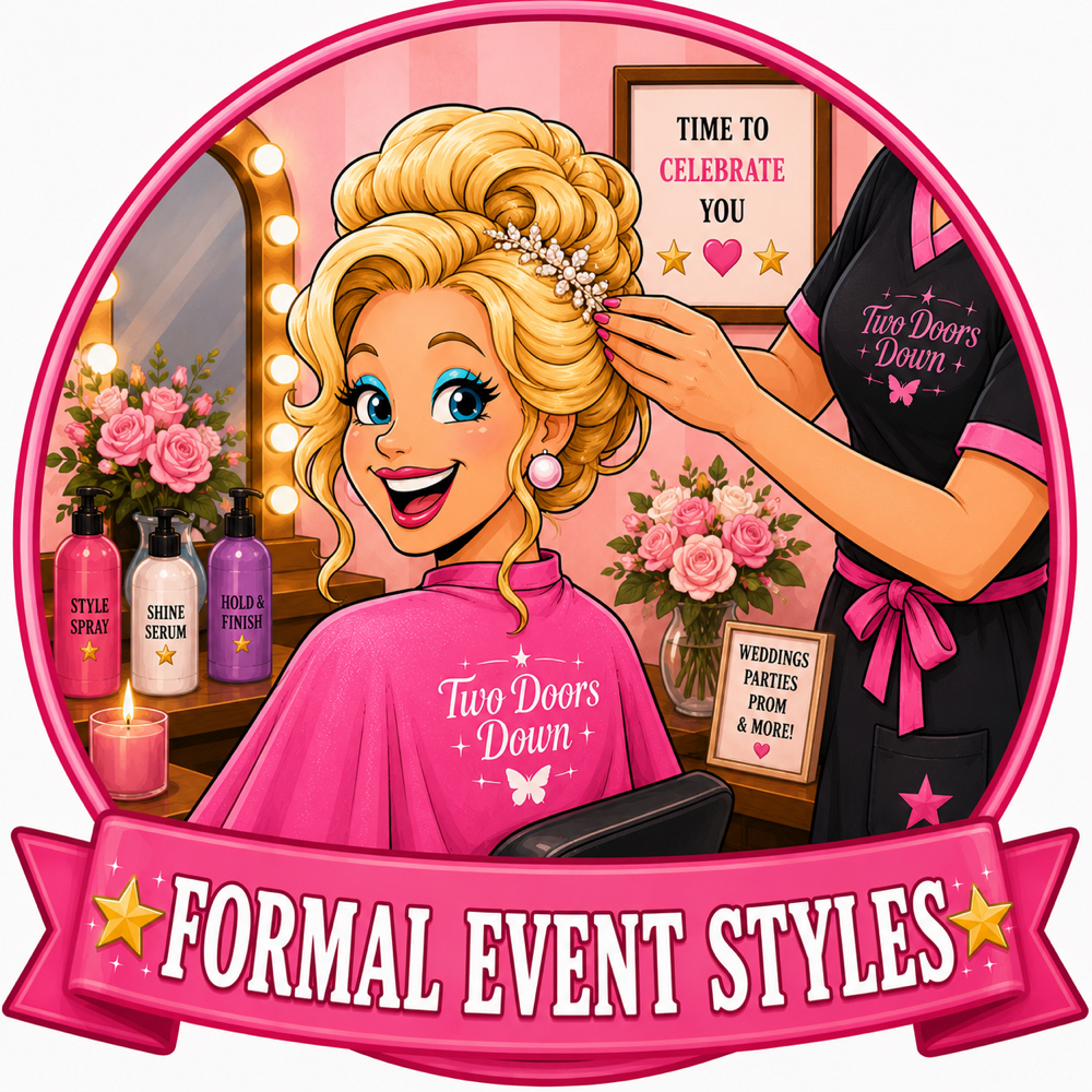 Formal Event Styles at Two Doors Down Blowout & Beauty Bar in Prescott, AZ